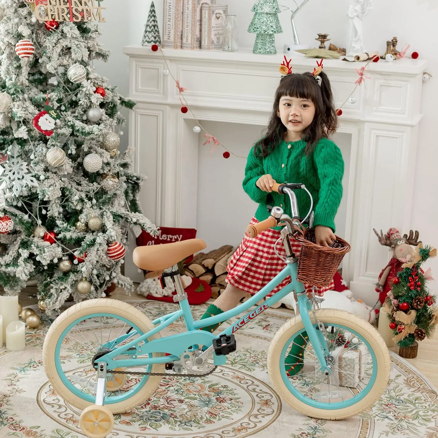 ACEGER Girls Bike with Basket, Kids Bicycle for 3-13 Years, Included Coaster Brake & Caliper Brake, 14 16 18 Inch with Training Wheels, 20 24 26 Inch with Kickstand but no Training Wheels