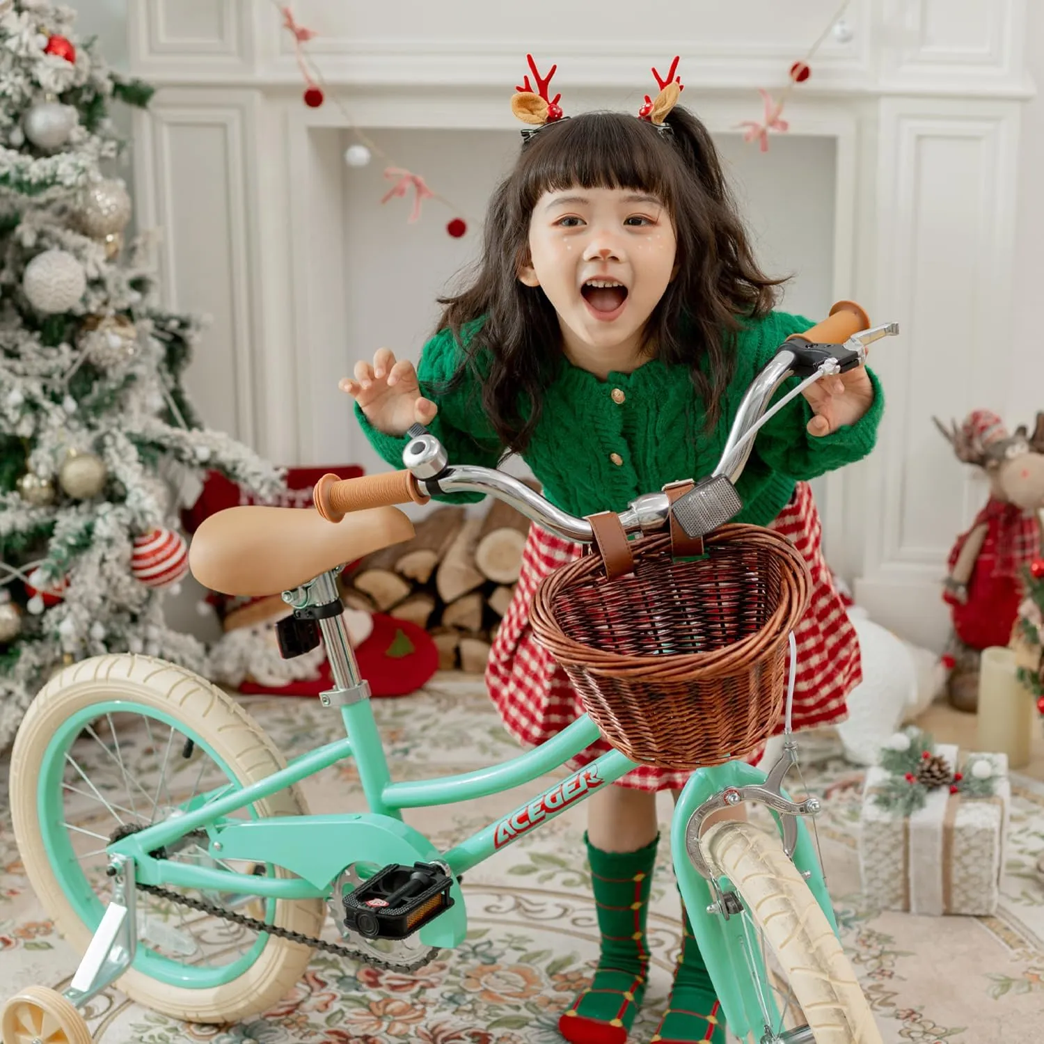 ACEGER Girls Bike with Basket, Kids Bicycle for 3-13 Years, Included Coaster Brake & Caliper Brake, 14 16 18 Inch with Training Wheels, 20 24 26 Inch with Kickstand but no Training Wheels