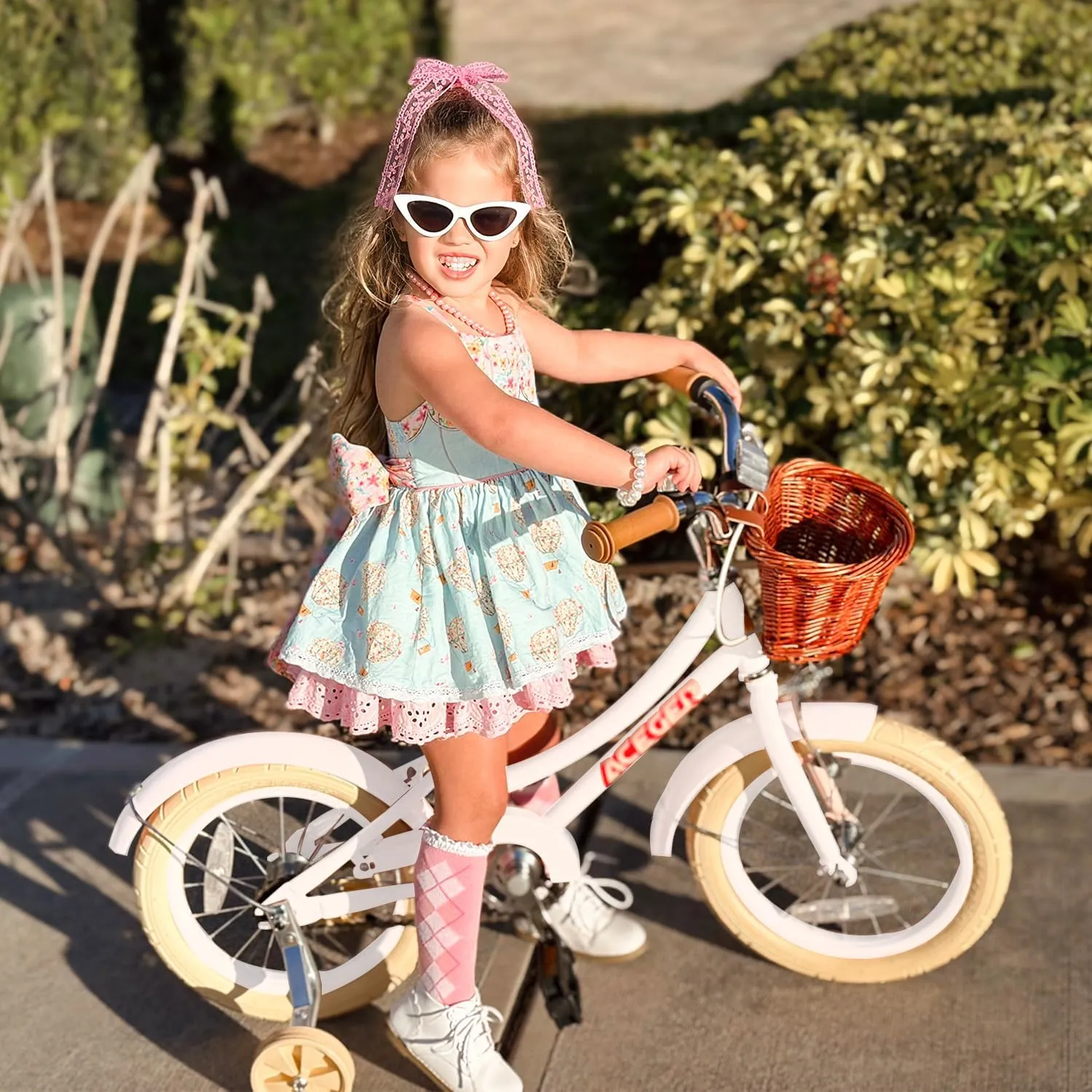 ACEGER Girls Bike with Basket, Kids Bicycle for 3-13 Years, Included Coaster Brake & Caliper Brake, 14 16 18 Inch with Training Wheels, 20 24 26 Inch with Kickstand but no Training Wheels