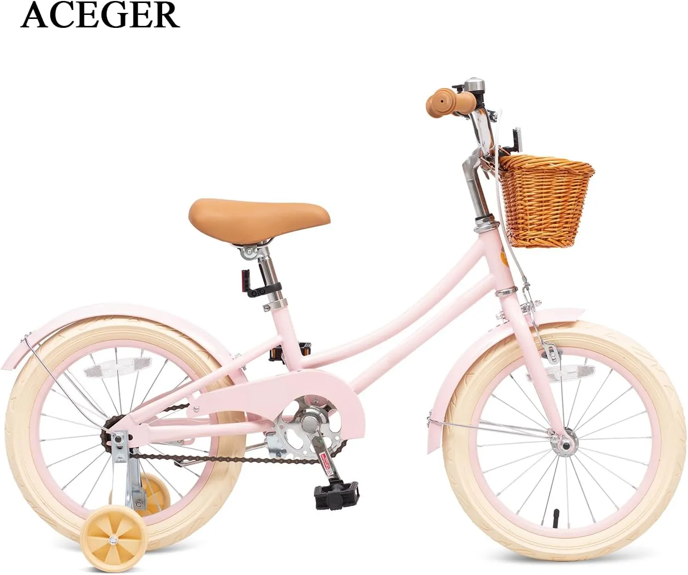 ACEGER Girls Bike with Basket, Kids Bicycle for 3-13 Years, Included Coaster Brake & Caliper Brake, 14 16 18 Inch with Training Wheels, 20 24 26 Inch with Kickstand but no Training Wheels