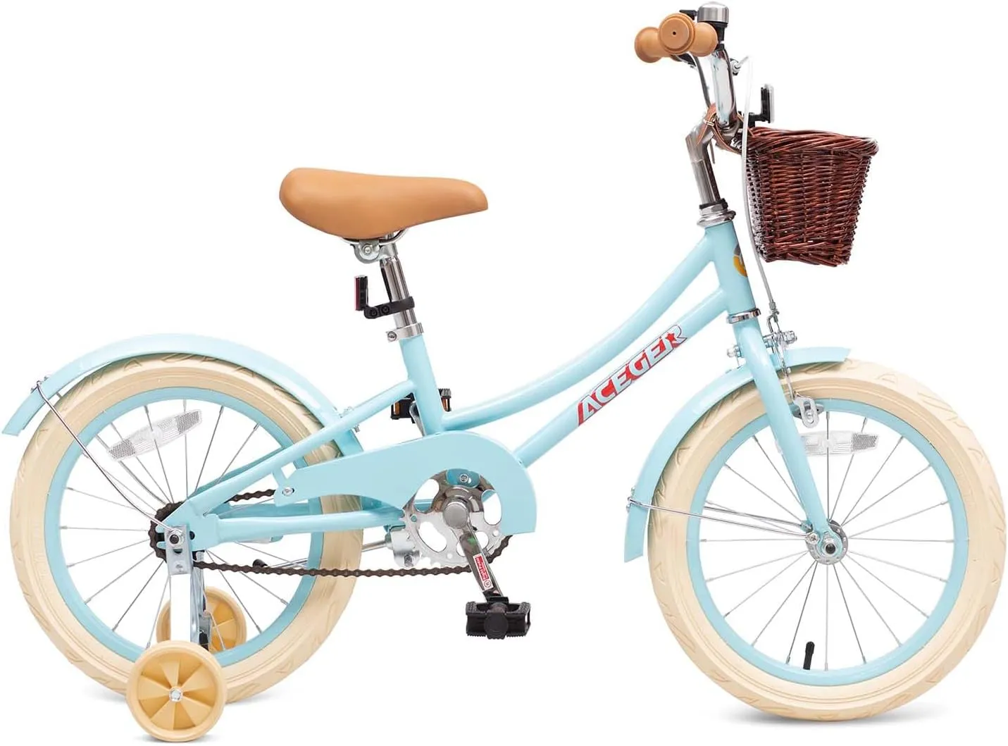 ACEGER Girls Bike with Basket, Kids Bicycle for 3-13 Years, Included Coaster Brake & Caliper Brake, 14 16 18 Inch with Training Wheels, 20 24 26 Inch with Kickstand but no Training Wheels