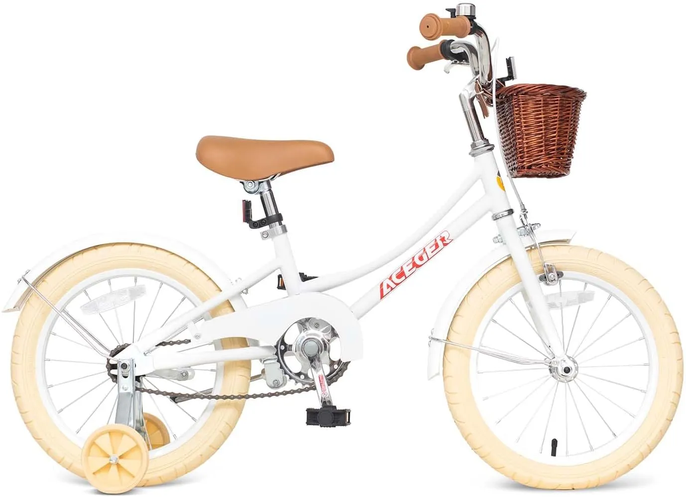 ACEGER Girls Bike with Basket, Kids Bicycle for 3-13 Years, Included Coaster Brake & Caliper Brake, 14 16 18 Inch with Training Wheels, 20 24 26 Inch with Kickstand but no Training Wheels