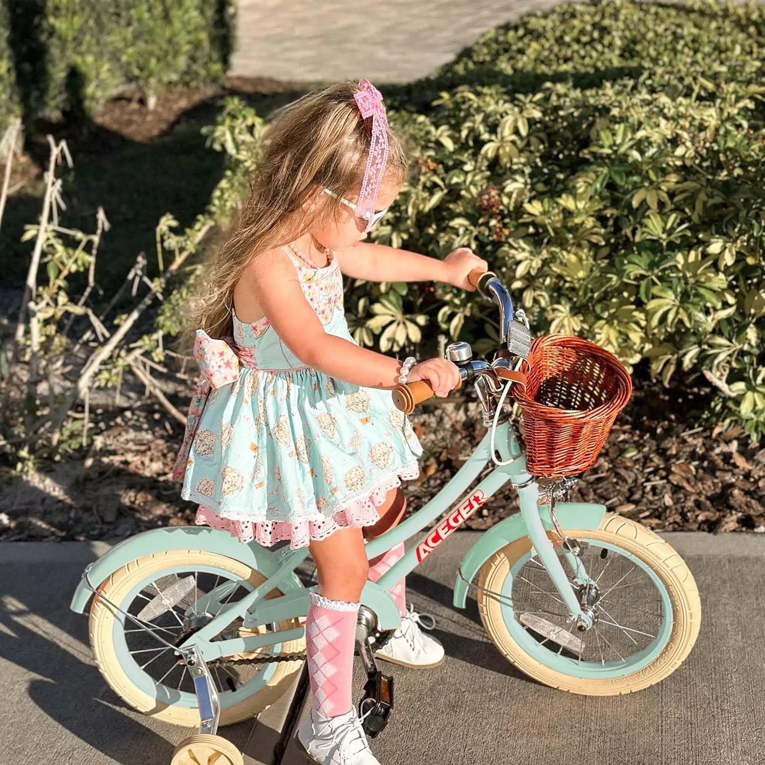ACEGER Girls Bike with Basket, Kids Bicycle for 3-13 Years, Included Coaster Brake & Caliper Brake, 14 16 18 Inch with Training Wheels, 20 24 26 Inch with Kickstand but no Training Wheels