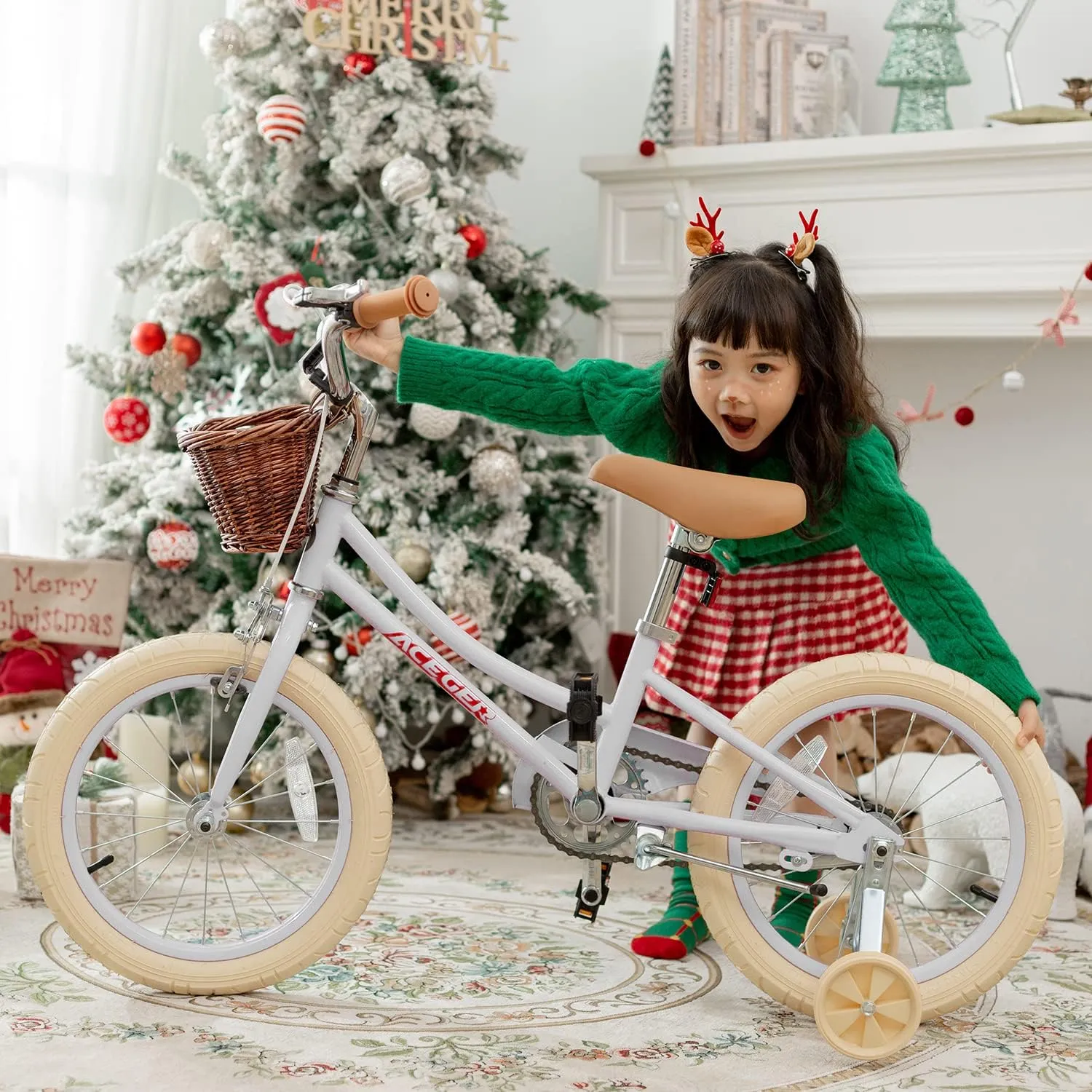 ACEGER Girls Bike with Basket, Kids Bicycle for 3-13 Years, Included Coaster Brake & Caliper Brake, 14 16 18 Inch with Training Wheels, 20 24 26 Inch with Kickstand but no Training Wheels