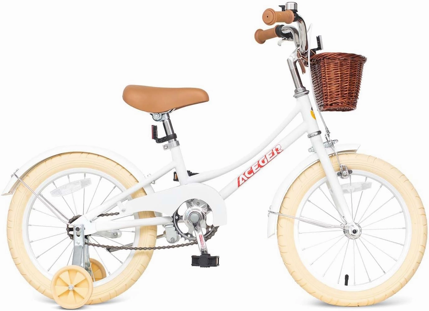 ACEGER Girls Bike with Basket, Kids Bicycle for 3-13 Years, Included Coaster Brake & Caliper Brake, 14 16 18 Inch with Training Wheels, 20 24 26 Inch with Kickstand but no Training Wheels