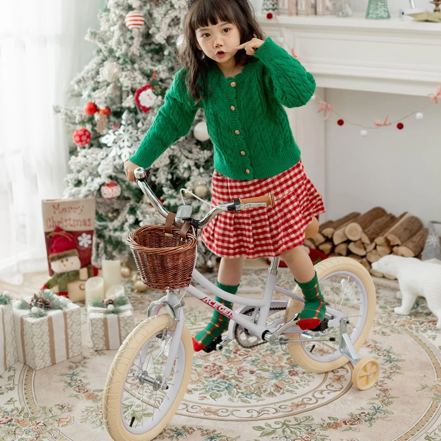 ACEGER Girls Bike with Basket, Kids Bicycle for 3-13 Years, Included Coaster Brake & Caliper Brake, 14 16 18 Inch with Training Wheels, 20 24 26 Inch with Kickstand but no Training Wheels