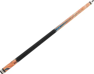 Action ACT153 Burl Wood Overlay w/Blue Water Transfers Pool/Billiards Cue Stick
