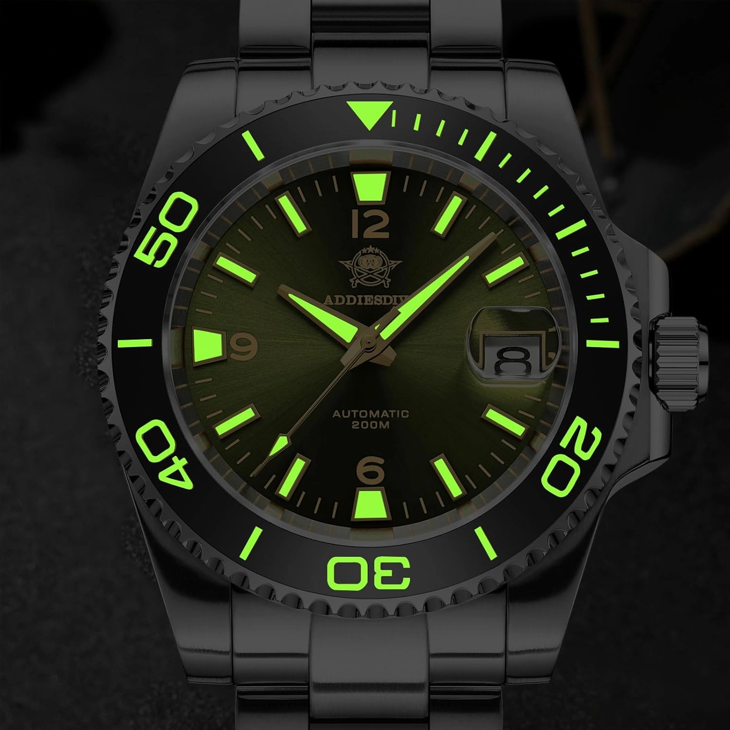 ADDIESDIVE Automatic Diver Watches for Men NH35A/8215 Movement Sapphire Rotating Bezel Luminous 200 M Waterproof Easy to Read with Large Number Mens Diver's Watch