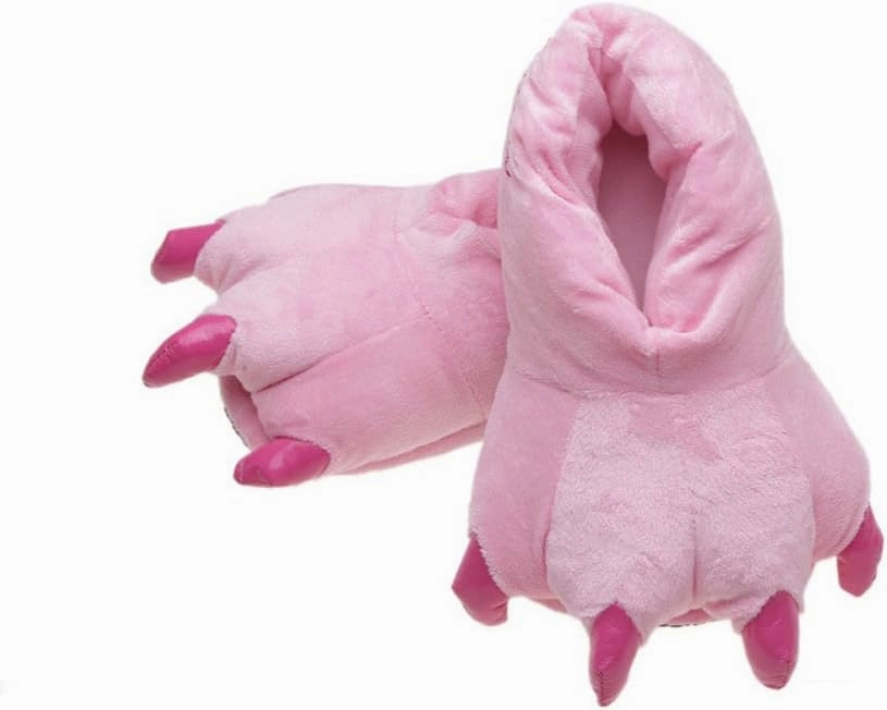 Adult Cute Plush Animal Paw Slippers Fuzzy Warm House Shoes