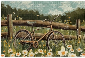 Adult Puzzle 1000 Pieces,The Bicycle On The Grassland,The Ideal Choice for Family Entertainment,Bright Colors,Unique Design,Unique Visual Experience,The First Choice for Decorating Home