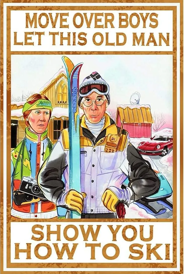 Adults Kids 1000 Pieces Wooden Jigsaw Puzzle Skiing Couple, Move Over Boys Let This Old Man Show You How to Ski Puzzle Challenging Fun Family Games Toys for Home Decor Family Activities