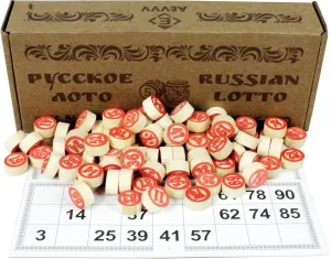 AEVVV Russian Lotto Board Games - Russian Bingo Games for Family - Tambola Kit of Wood Barrels Bingo Cards Chips - Juego De Loteria Game Rusa - Loto Souvenirs