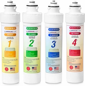 AFC Brand Model AFC-B4-RO-CMBPK 4-Stage Reverse Osmosis Water Filters Replacement Kit, Compatible with Brio MIMQ50GPD, MICARQ5M, CLPOUROSC420RO, CLPOURO420SCV2- Made by AFC, Made in USA 4Pk