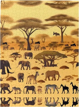 African Grassland Animals 500 Piece Picture Jigsaw Puzzle - Challenging Wooden Jigsaw Puzzle for Family Fun and Home Decor