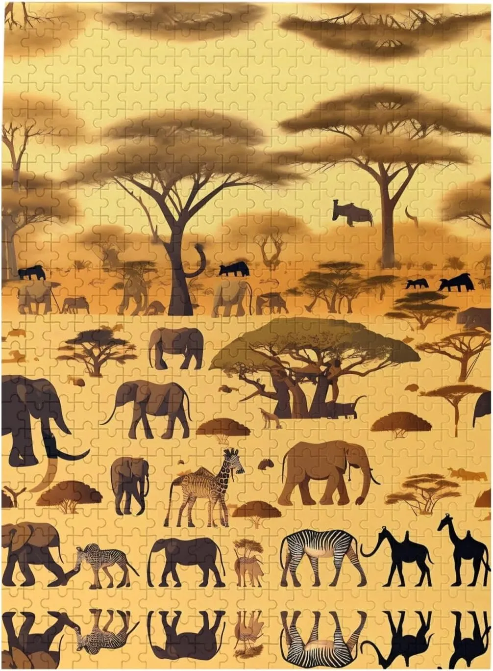 African Grassland Animals 500 Piece Picture Jigsaw Puzzle - Challenging Wooden Jigsaw Puzzle for Family Fun and Home Decor