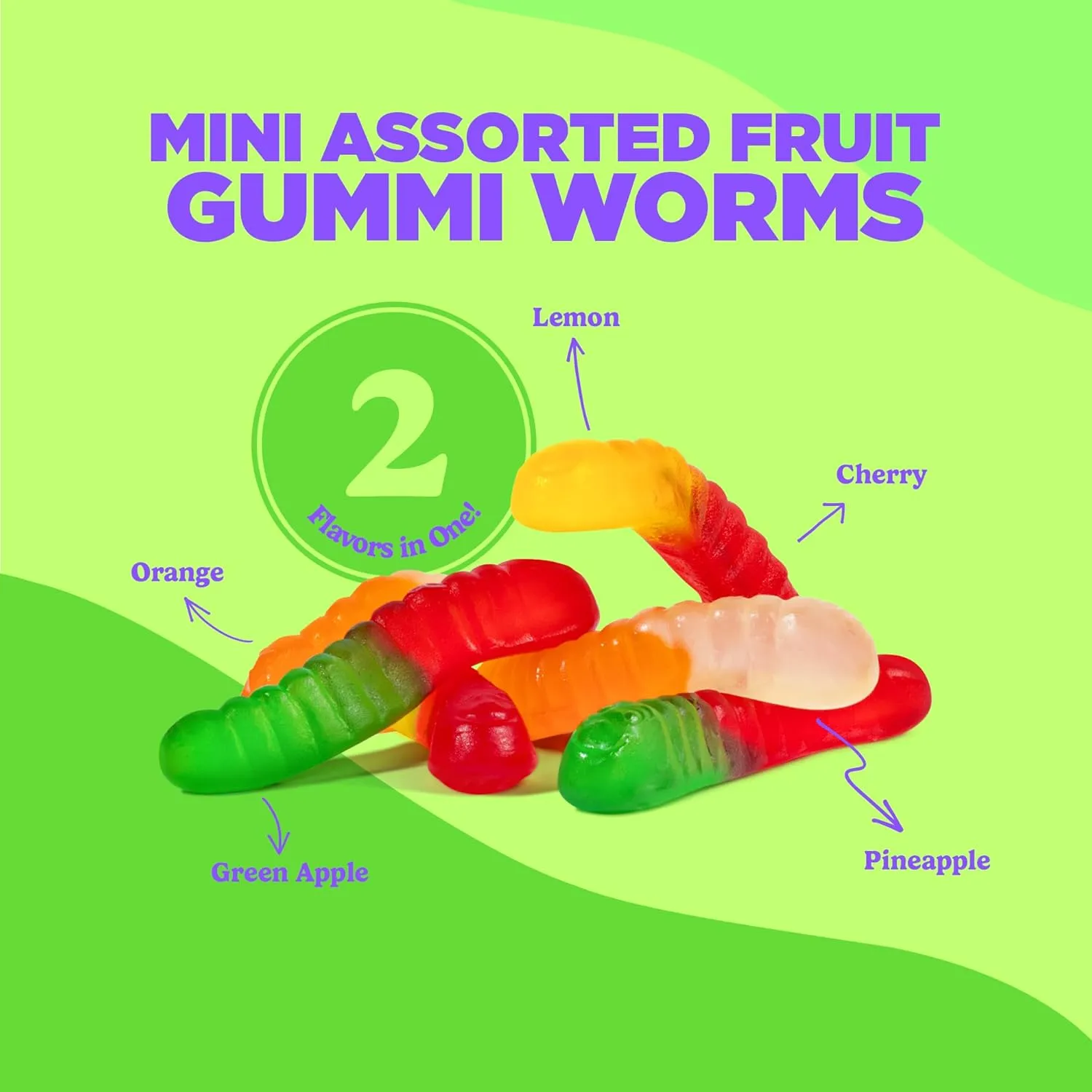 Albanese Candy Mini Assorted Fruit Gummi Worms Gummi Candy, Assorted Flavors: Cherry, Green Apple, Pineapple, Lemon, Orange; Gluten Free Dairy Free Fat Free, 5 Pound (Pack of 1)