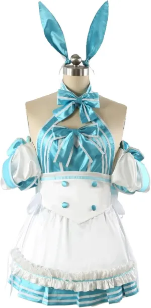 Altria Caster Cosplay Cute Blue and White Bunny Ears Maid Costume Halloween New Outfit