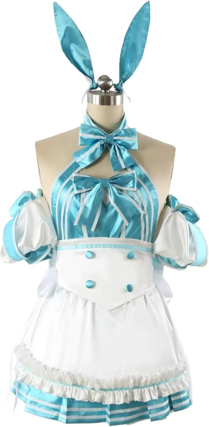 Altria Caster Cosplay Cute Blue and White Bunny Ears Maid Costume Halloween New Outfit