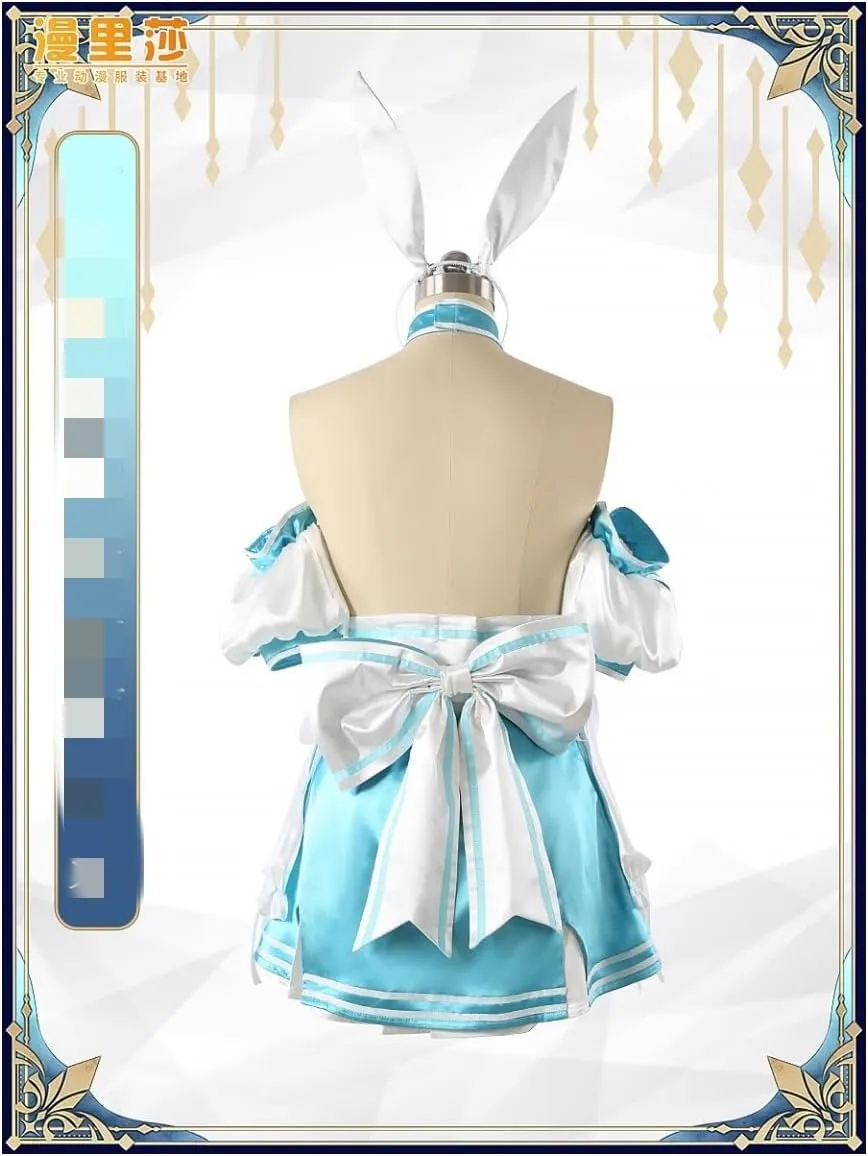 Altria Caster Cosplay Cute Blue and White Bunny Ears Maid Costume Halloween New Outfit