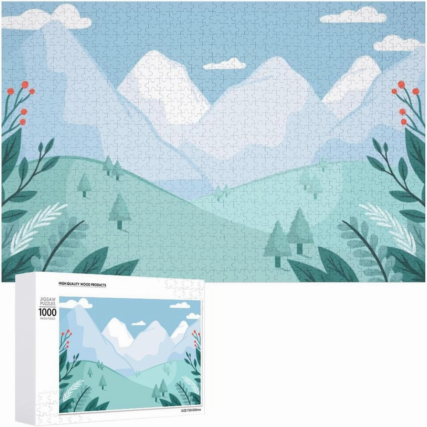 an Impossible Puzzle for Adults to Complete,Refreshing Watercolor Alpine Scene1000 PCS，challenging