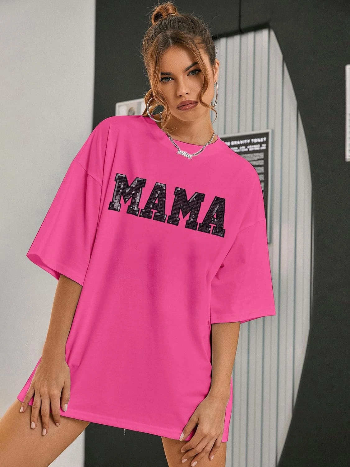 Anti Social Mom Club Shirt Oversized Mama Shirts Funny Mom Life Graphic Tee Casual Short Sleeve Tops