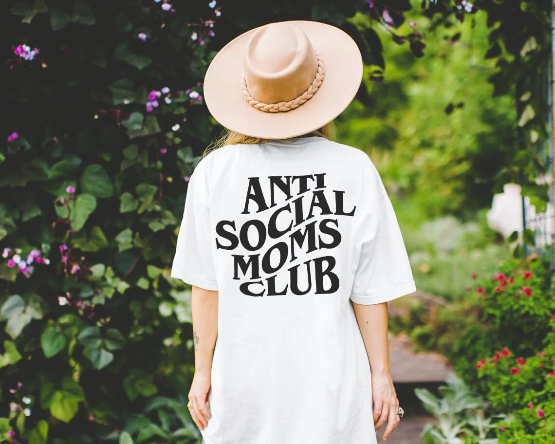 Anti Social Mom Club Shirt Oversized Mama Shirts Funny Mom Life Graphic Tee Casual Short Sleeve Tops