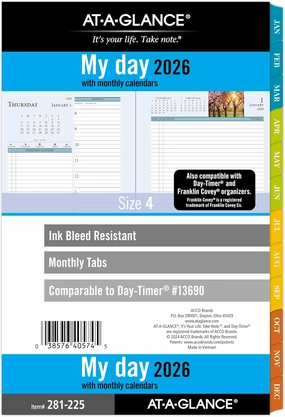 AT-A-GLANCE 2026 Planner, Daily & Monthly, 5.5" x 8.5", Desk Size 4, Two Page Per Day Refill, Loose-Leaf, Zenscapes (281-225-26)