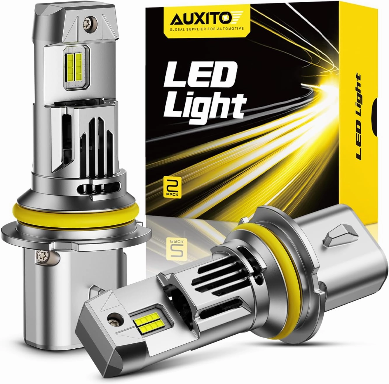 AUXITO 2025 Latest 9007 Bulbs, 6500K Cool White 800% Brighter, HB5 Light Bulbs for Fog Light, Non-polarity, Plug and Play, Pack of 2