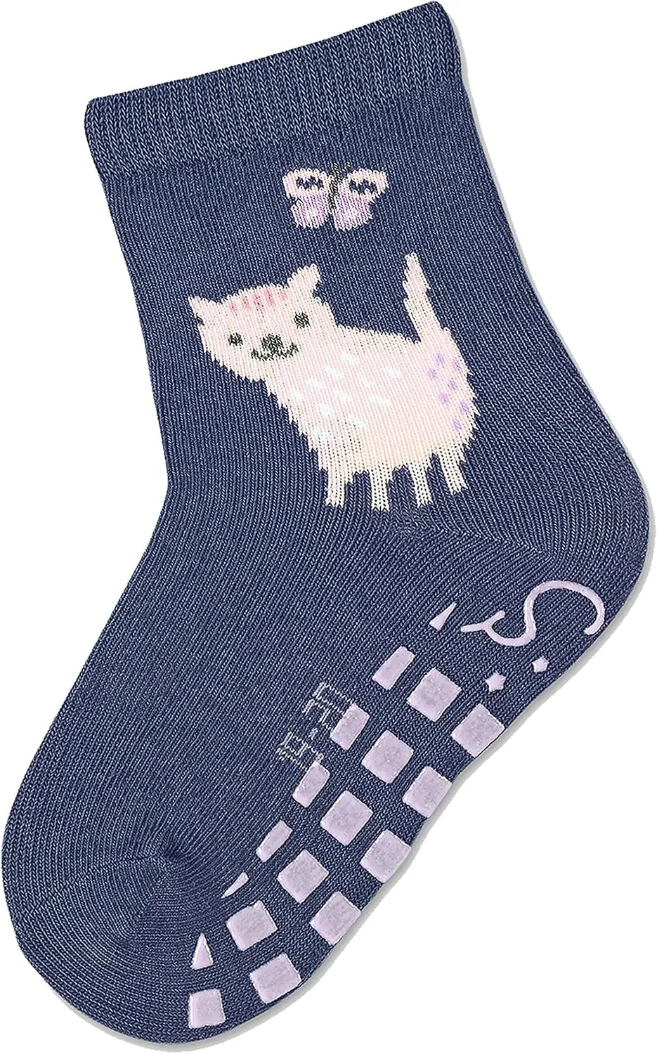 Babies - Girls Abs Socks Double Pack Cat   Flowers ABS Socks