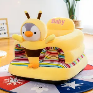Baby Seat for 3-24 Month, Infant Back Support Floor Chair, Plush Cartoon Animals Baby Sofa, Toddler Floor Seater for Sitting Up, Portable Activity Seat for Babies (Bee)