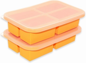 Bangp 1-Cup Silicone Freezer Trays with Lid,2 Pack,Easy-Release Silicone Freezer Containers,Soup Freezer Molds,Freeze and Store Soup,Broth,Sauce,Leftovers - Makes 8 Perfect 1 Cup Portions