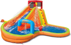 BANZAI Fun Express Lazy River Inflatable Water Park with Waterslide, Sprinklers, and Water Cannon