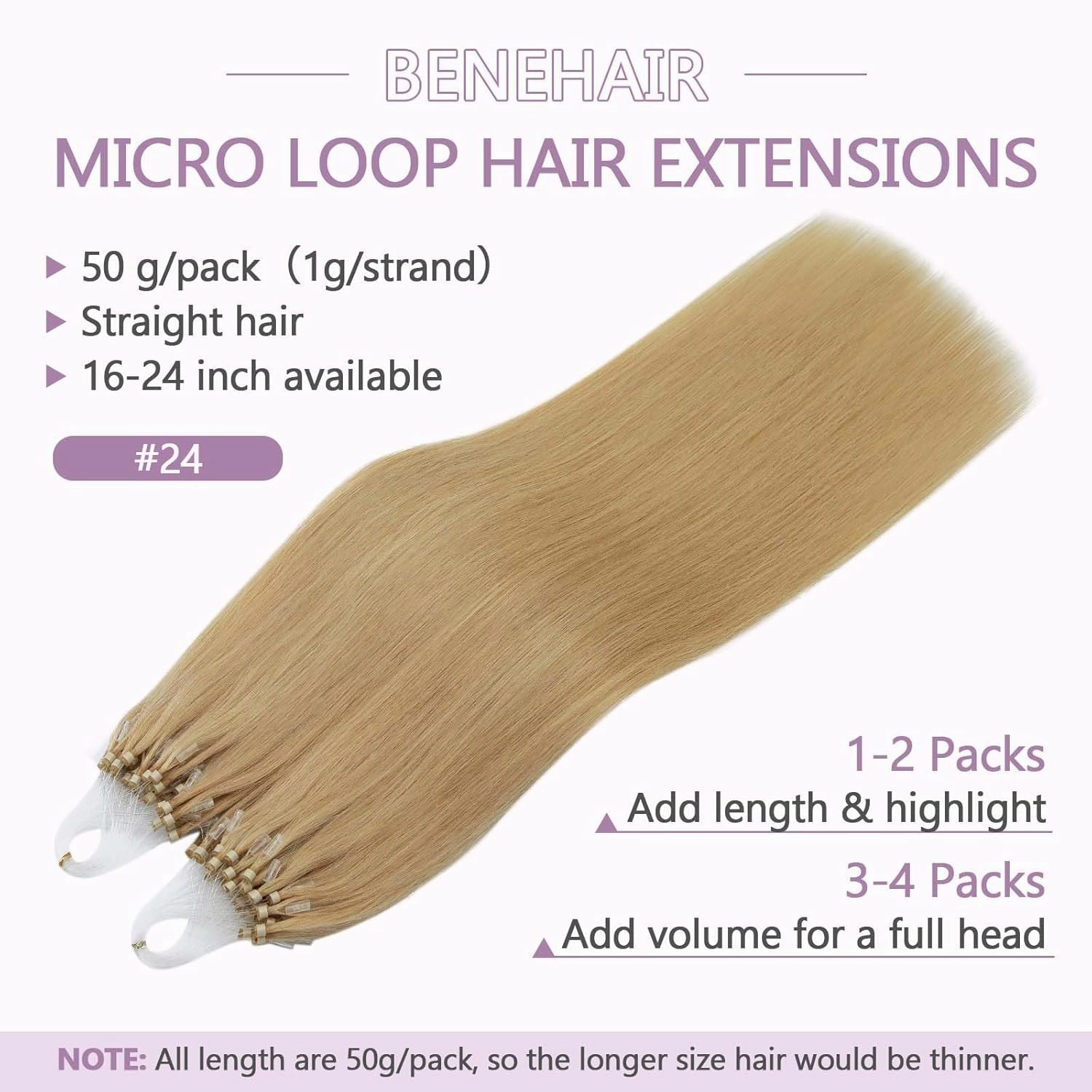 Benehair Microlink Hair Extensions Human Hair Natural Blonde Micro loop Hair Extensions Real Human Hair Invisible Microbead Hair Extensions for Women 16inch Natural Hair Extensions