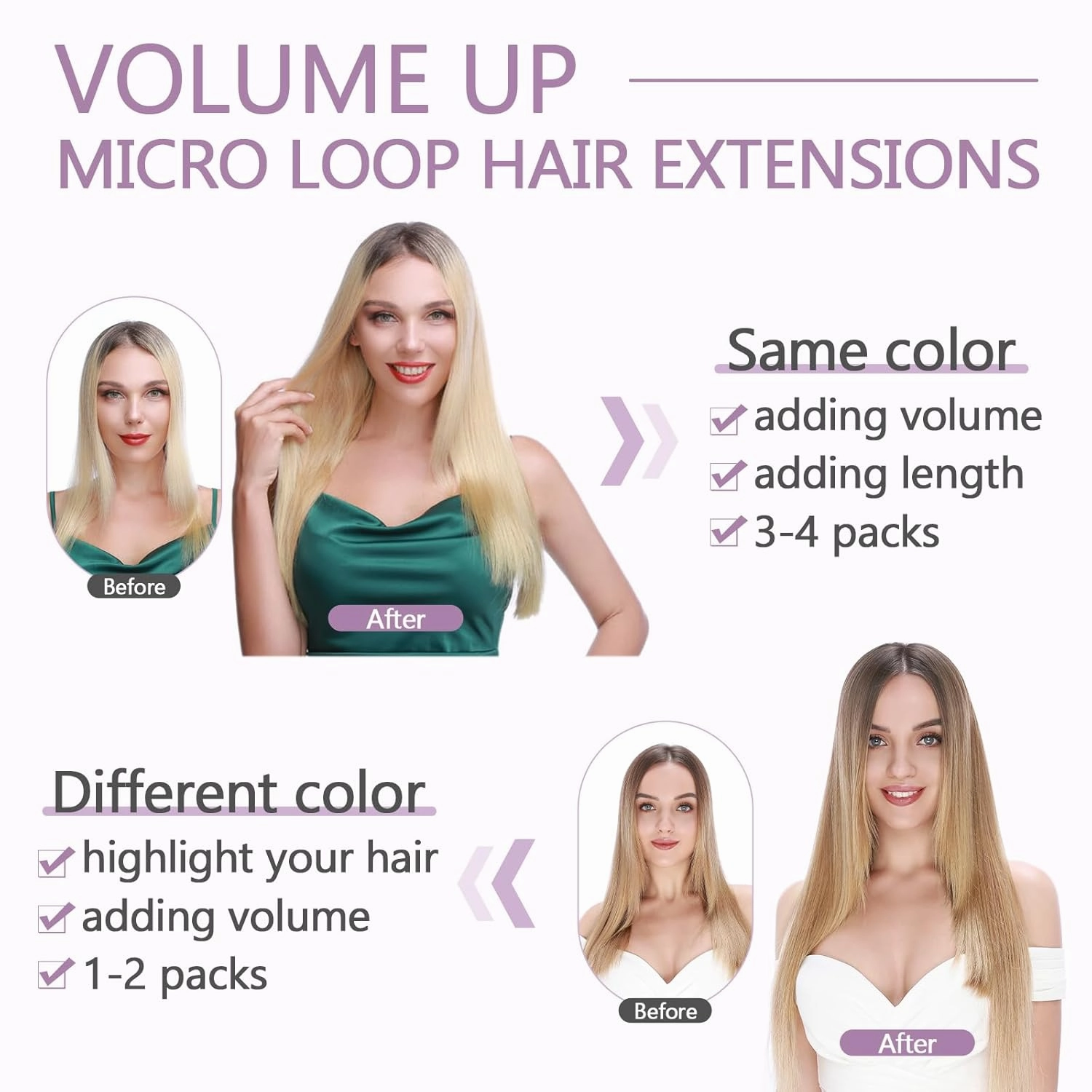 Benehair Microlink Hair Extensions Human Hair Natural Blonde Micro loop Hair Extensions Real Human Hair Invisible Microbead Hair Extensions for Women 16inch Natural Hair Extensions