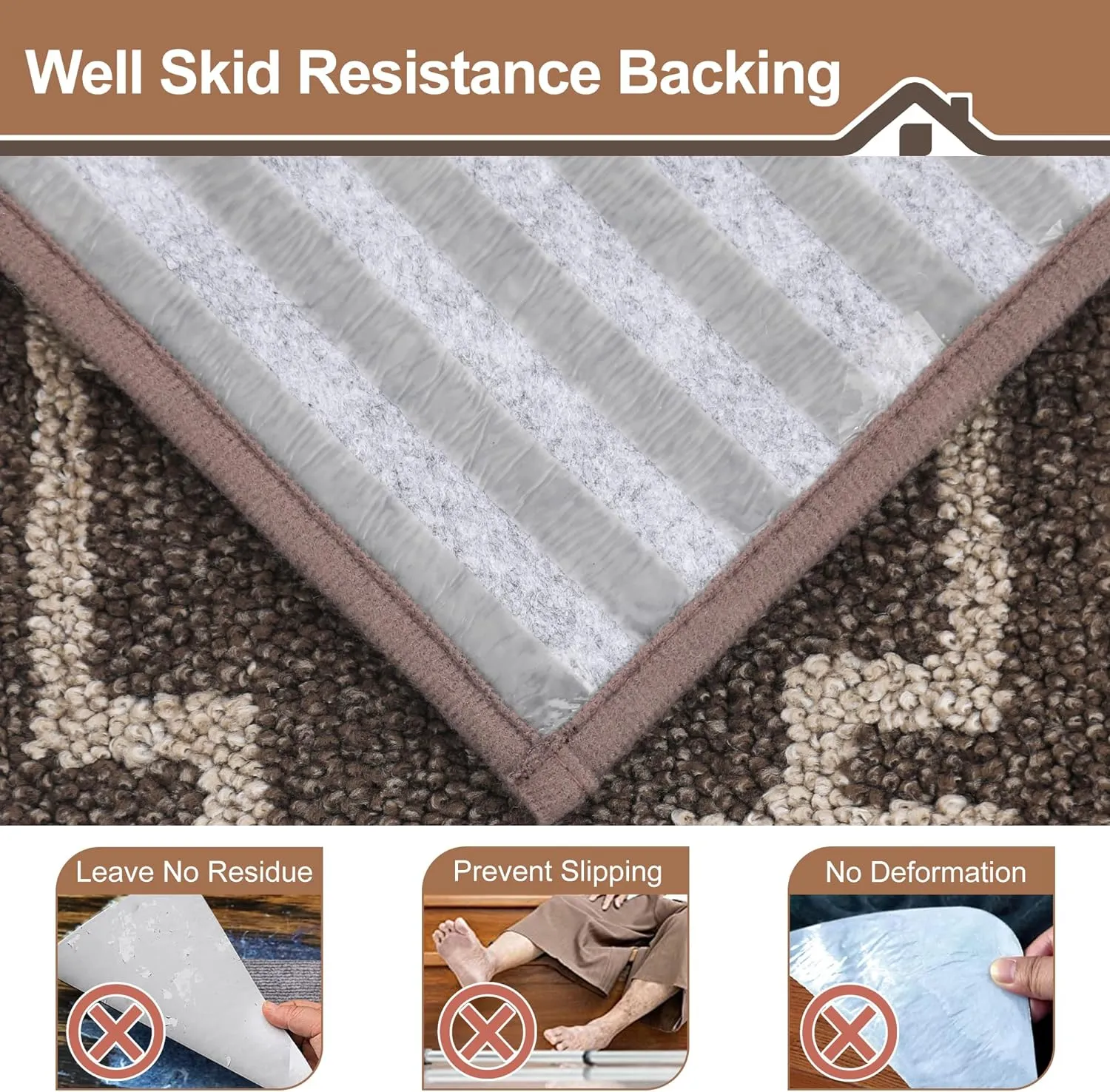 BEQHAUSE Stair Treads for Wooden Steps Non Slip Washable Carpet Stair Treads with Reusable Residue Free Backing Soft Polyester Stair Rugs Indoor for Kids Elders and Dogs 9”x28”,4pcs,Brown