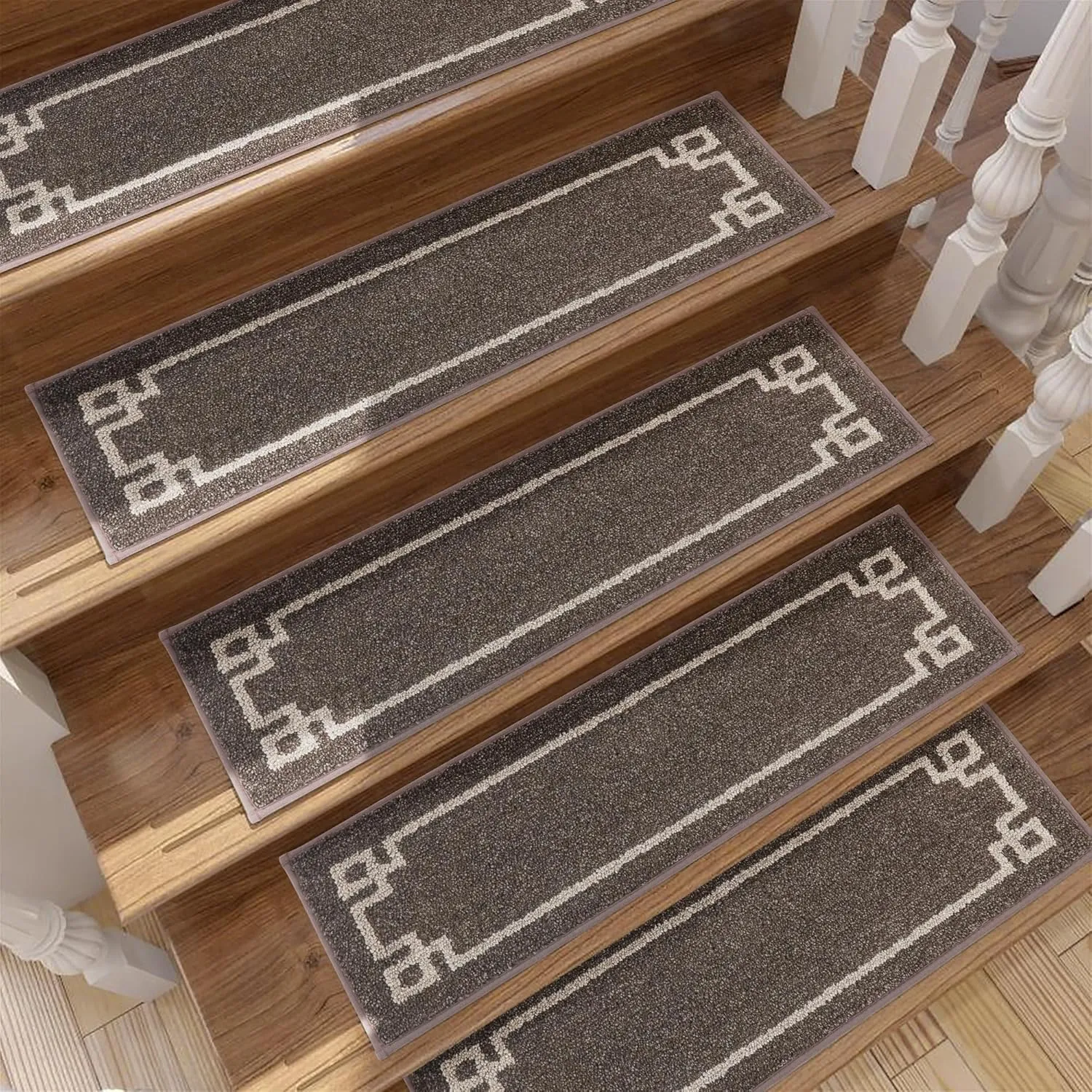 BEQHAUSE Stair Treads for Wooden Steps Non Slip Washable Carpet Stair Treads with Reusable Residue Free Backing Soft Polyester Stair Rugs Indoor for Kids Elders and Dogs 9”x28”,4pcs,Brown
