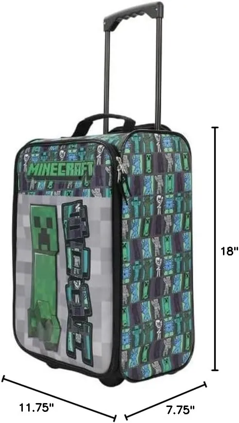 Bioworld Minecraft Creeper Youth 18 Soft Sided Roller Carry-On Travel Suitcase