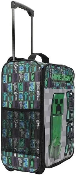 Bioworld Minecraft Creeper Youth 18 Soft Sided Roller Carry-On Travel Suitcase