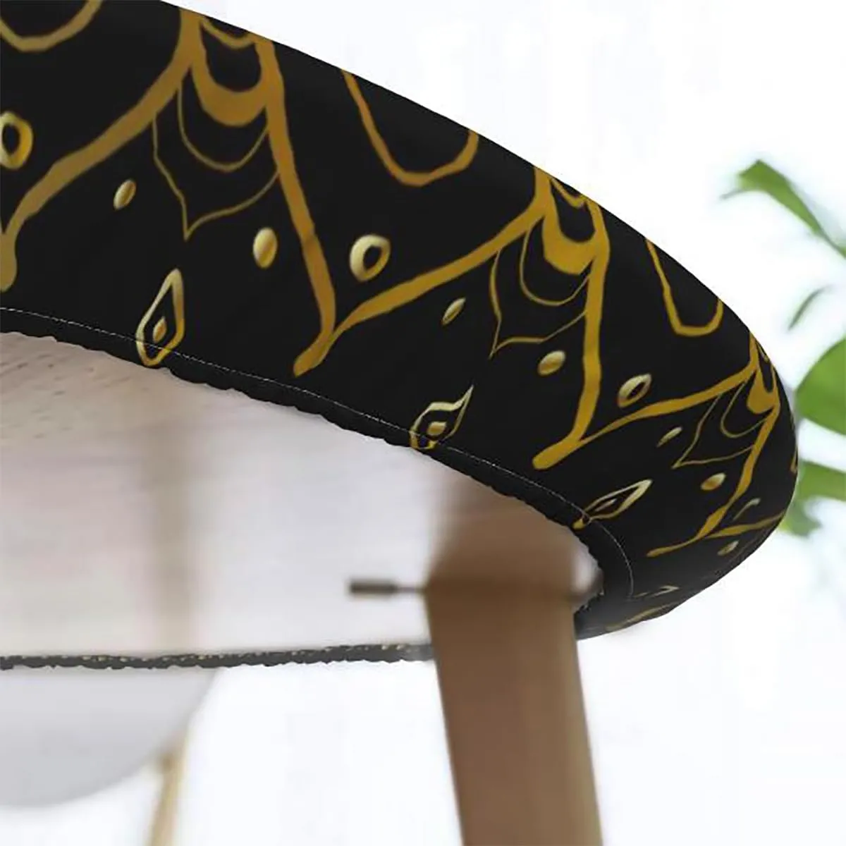 Blue Orange Yellow Round Fitted Tablecloth with Elastic Edge Abstract Floral Swirl Motifs Washable Spill Proof Table Covers Tiles Fit for 40"-43" Table