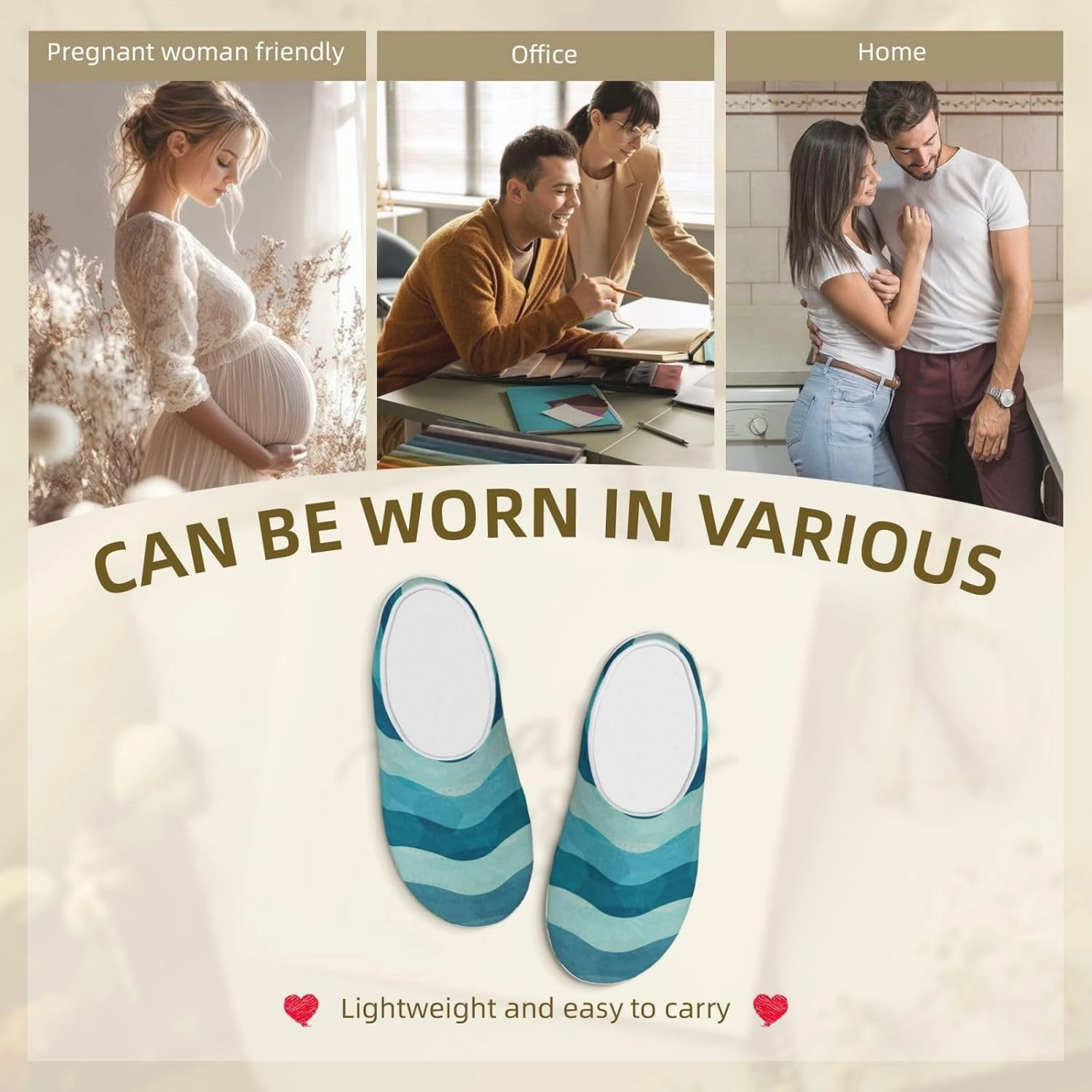 Blue Wave Stripe print Women's Soft Slippers House Shoes Comfortable Home Slippers Home Bedroom Shoes for Adults