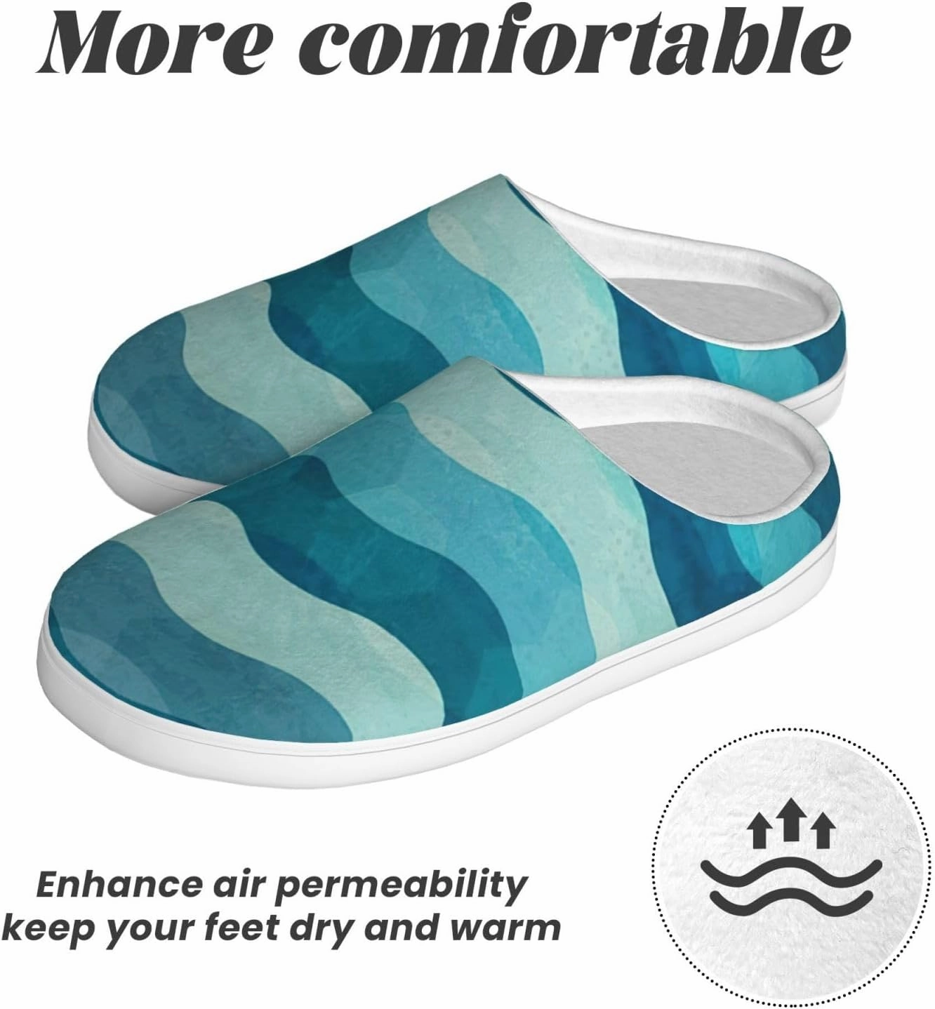 Blue Wave Stripe print Women's Soft Slippers House Shoes Comfortable Home Slippers Home Bedroom Shoes for Adults