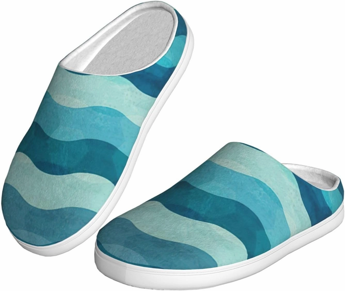 Blue Wave Stripe print Women's Soft Slippers House Shoes Comfortable Home Slippers Home Bedroom Shoes for Adults