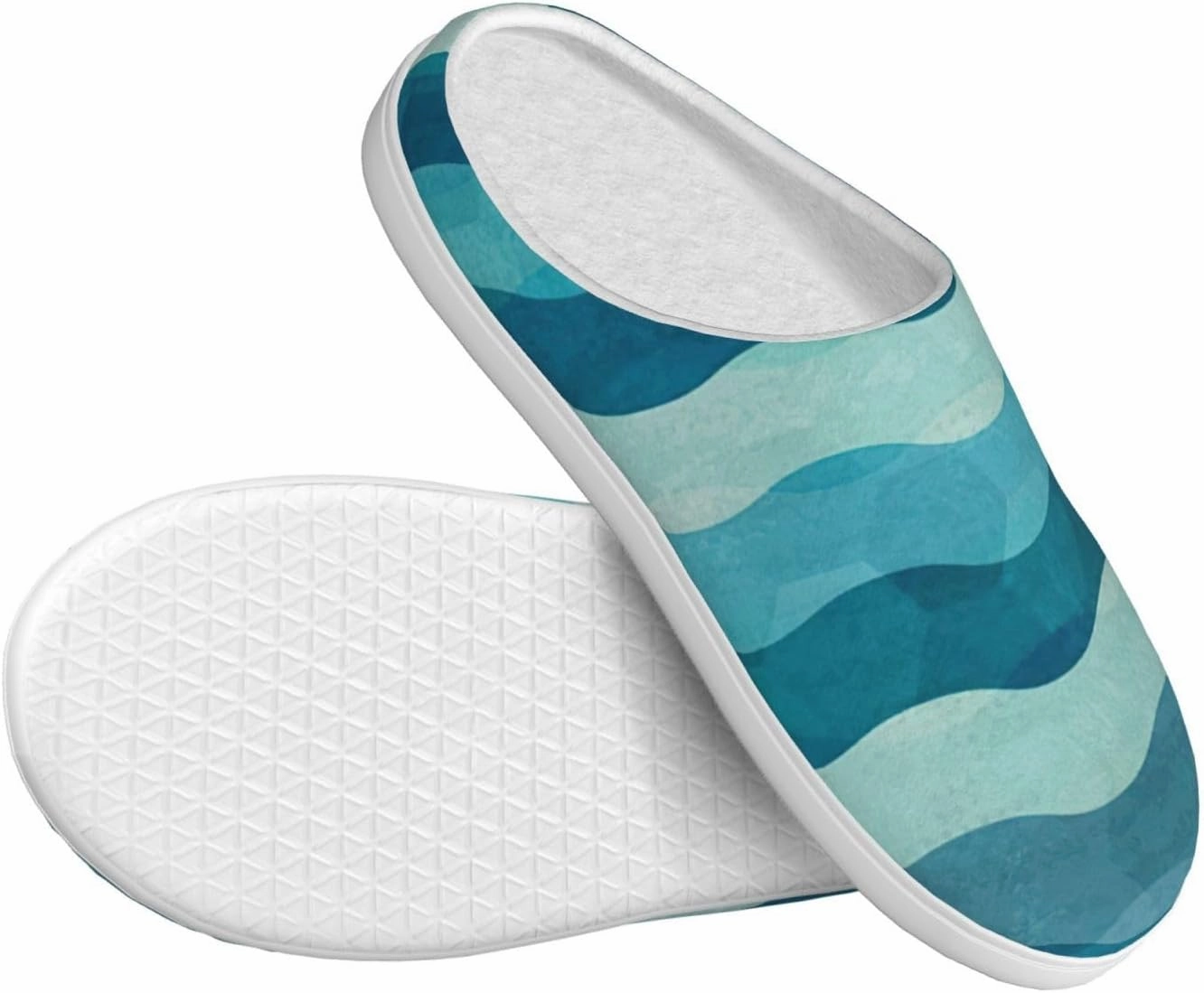 Blue Wave Stripe print Women's Soft Slippers House Shoes Comfortable Home Slippers Home Bedroom Shoes for Adults