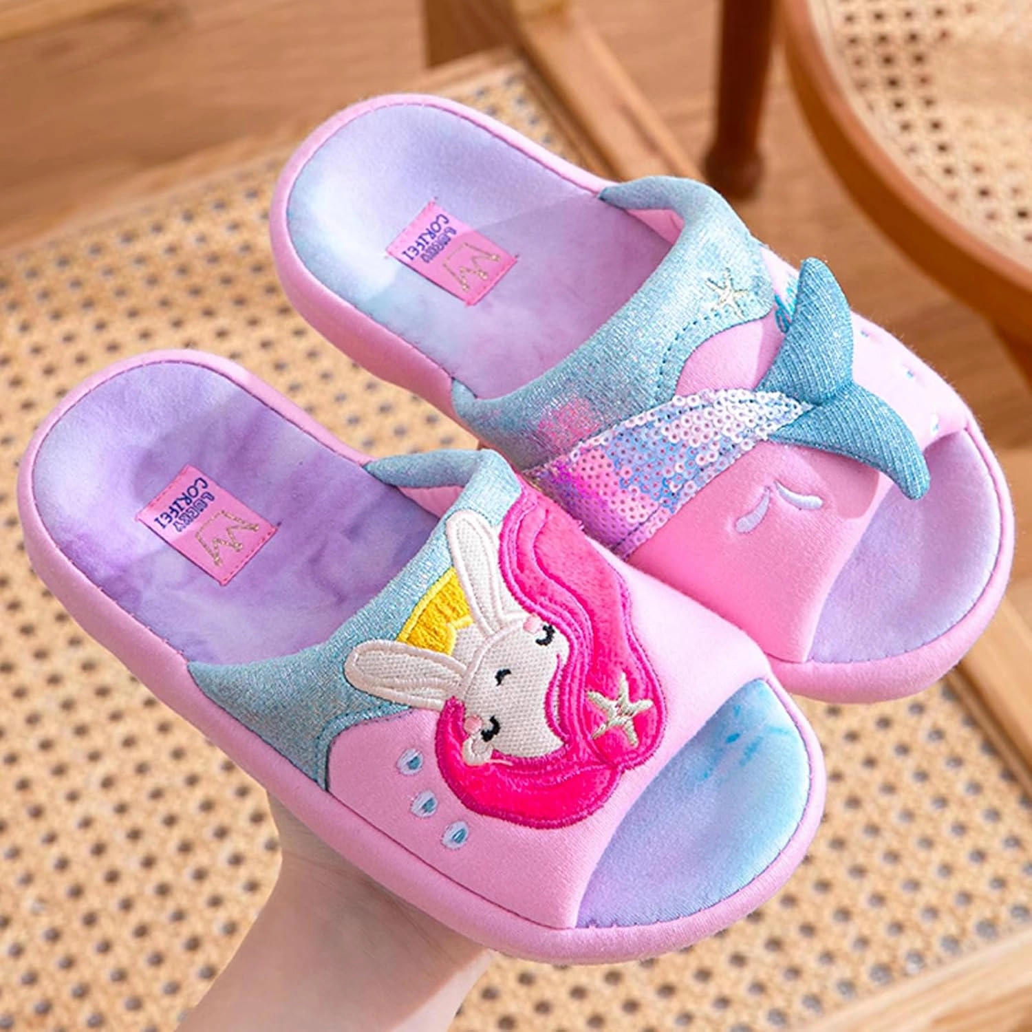 Boys Girls Warm Slippers Kids Family Cute Cat Household Anti-Slip Indoor Home Slippers