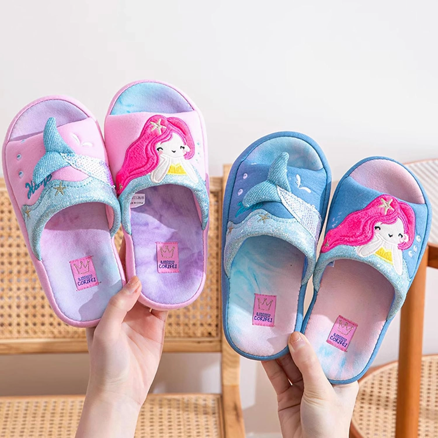 Boys Girls Warm Slippers Kids Family Cute Cat Household Anti-Slip Indoor Home Slippers