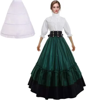 BPURB Women's Victorian Civil War Dress Theater Corset Costume Ball Gown (Blouse & Skirt & Petticoat)