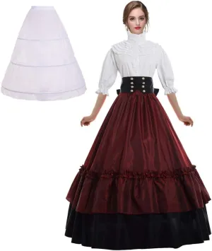 BPURB Women's Victorian Civil War Dress Theater Corset Costume Ball Gown (Blouse & Skirt & Petticoat)