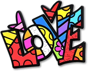 BRITTO Romero Large Decorative Multi-Use Rubber Magnet, Love Word