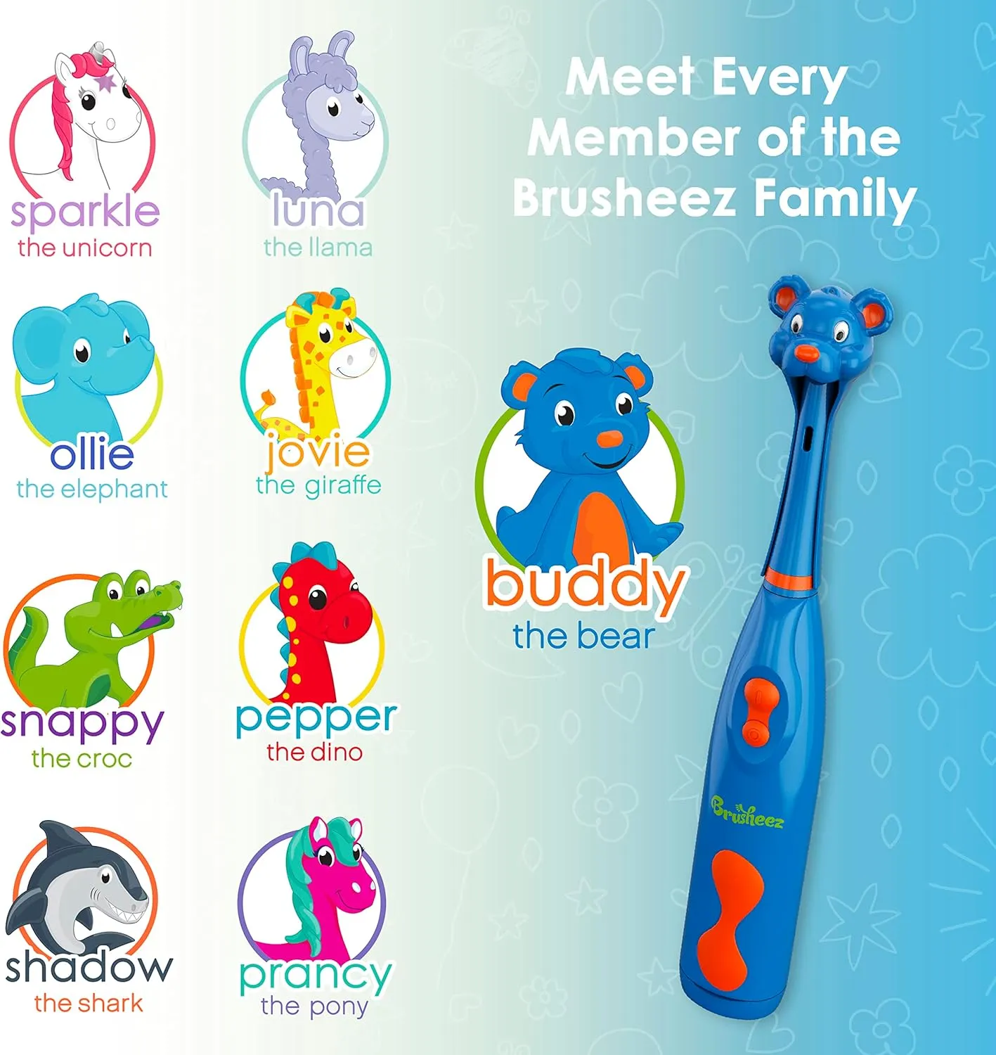 Brusheez Kids’ Electric Toothbrush Set - Safe & Effective for Ages 3  - Parent Tested & Approved with Gentle Bristles, 2 Brush Heads, Rinse Cup, 2-Minute Timer, & Storage Base (Buddy The Bear)