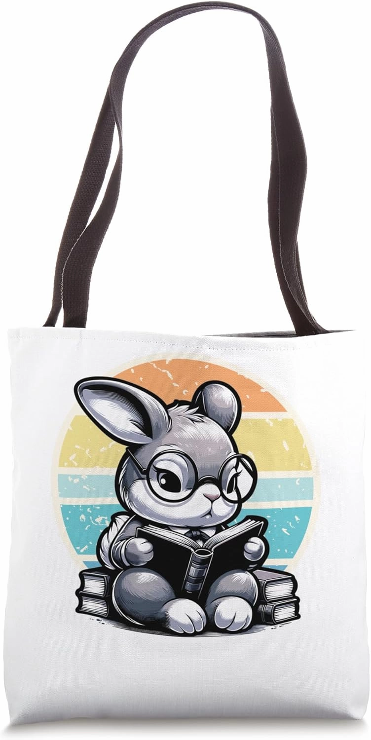 Buddy the Bunny Adventures in Reading Cute Tote Bag